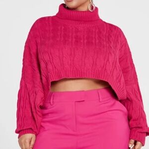 Fashion to Figure Gabi Fresh BURGUNDY Cropped Turtleneck Sweater NWT Size 2X